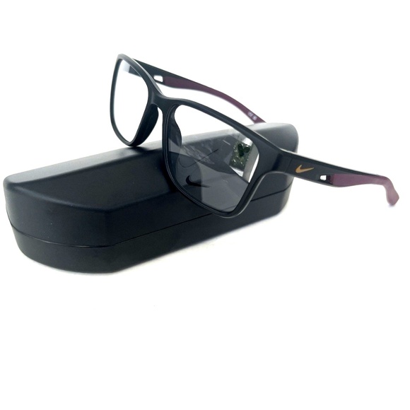 New NIKE Frames Unisex Acetate Black Burgundy 7014 002 55 17 145 Eyeglasses - Picture 1 of 10